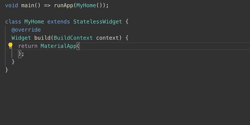 A developer creates a Flutter widget using ML Complete.