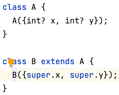 IntelliJ IDEA after converting to super parameters.