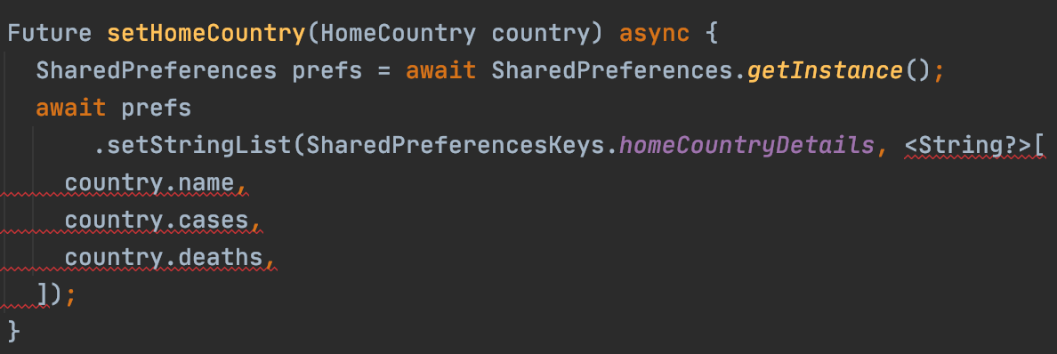Code snippet revealing an issue exposed after migrating to null safety.