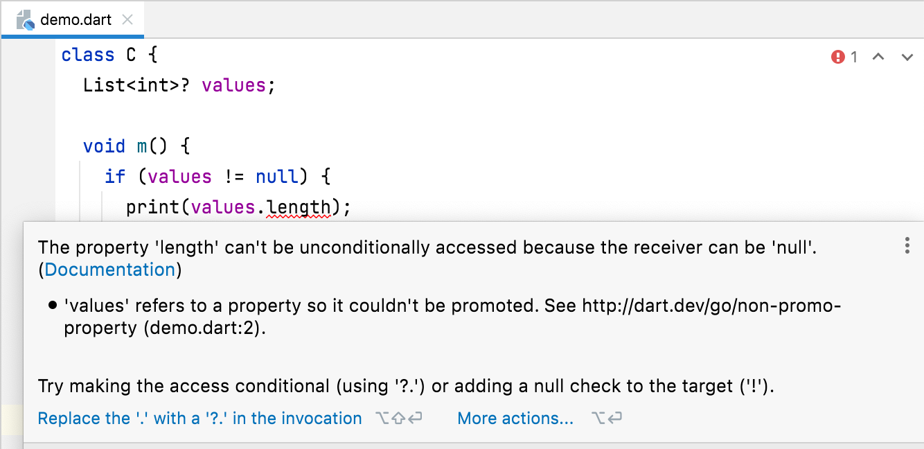 A screenshot displaying hover text over the diagnostic message with context and correction information.